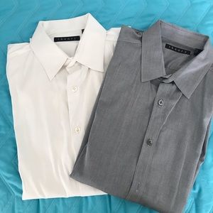 2 Theory men’s button downs size S: white & gray